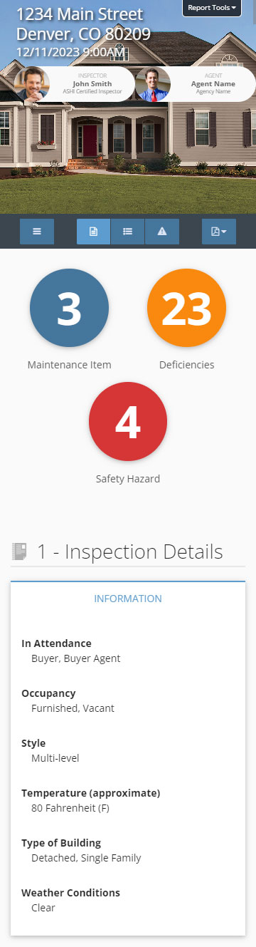 Home inspection report mockup